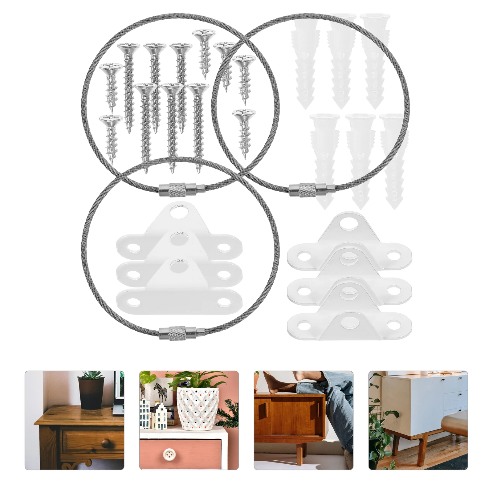 3 set Anti Tip Furniture Straps Adjustable Safety Anchors For Heavy Furniture Wall Mount Kit Baby Proofing Home Security
3 set Anti Tip Furniture Straps Adjustable Safety Anchors For Heavy Furniture Wall Mount Kit Baby Proofing Home Security