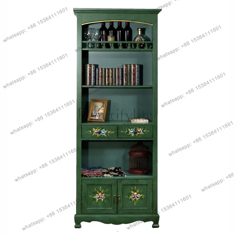 American solid wood bookcase furniture narrow edge bookshelf green display cabinet study floor side cabinet
American solid wood bookcase furniture narrow edge bookshelf green display cabinet study floor side cabinet