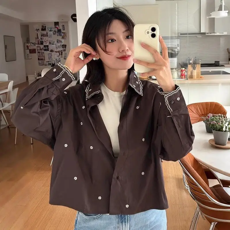 Loose Fit Embroidered Coffee Colored Short Shirt Women's Fashion Cotton Collar Button down Shirt UV Protection Regular S...
Loose Fit Embroidered Coffee Colored Short Shirt Women's Fashion Cotton Collar Button down Shirt UV Protection Regular S...