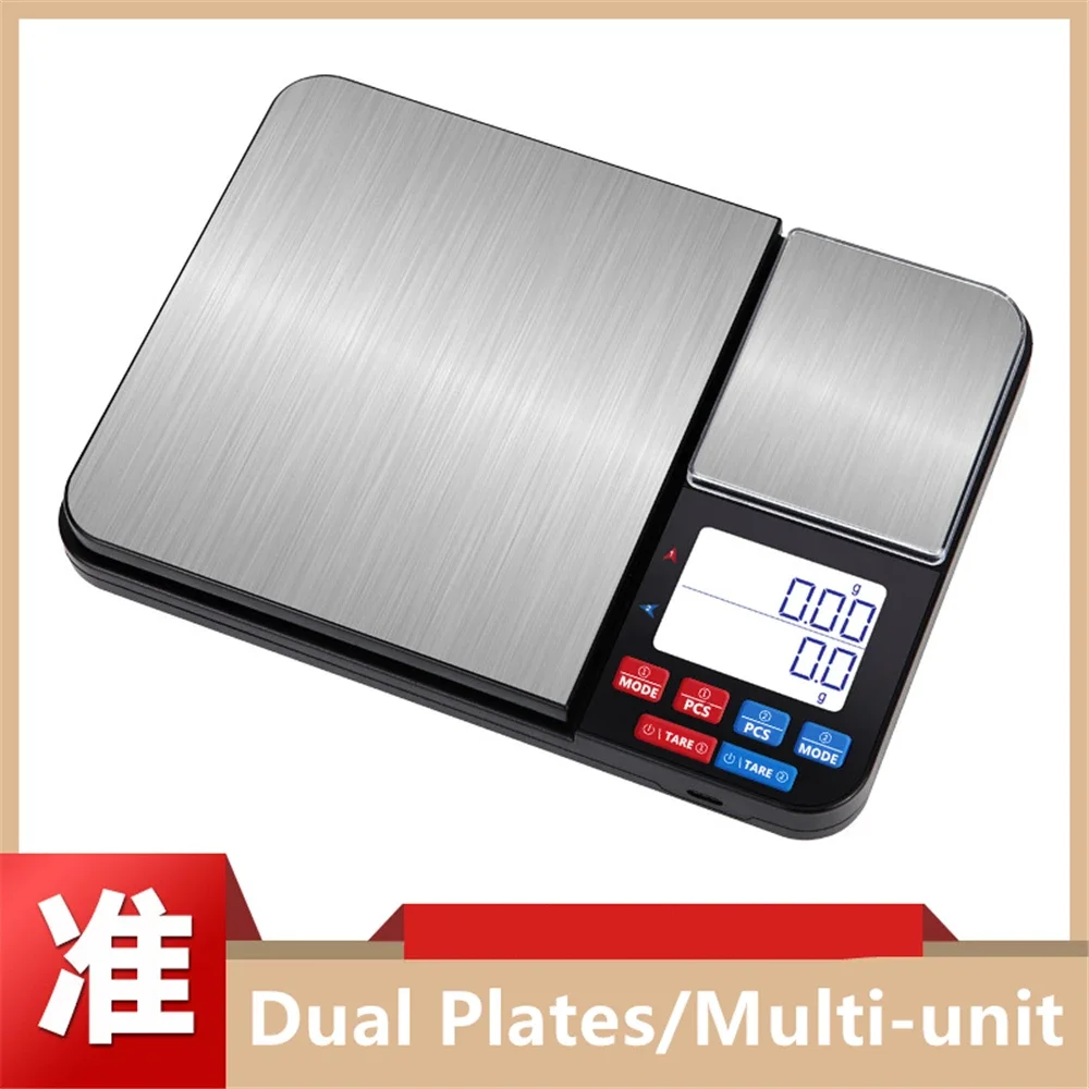 Electronic Scale Dual Precision with 2 Weighing Pan for Jewelry & Food 0.1g/0.01g Accuracy 5KG/10KG USB Rechargeable Multi-Unit
Electronic Scale Dual Precision with 2 Weighing Pan for Jewelry & Food 0.1g/0.01g Accuracy 5KG/10KG USB Rechargeable Multi-Unit