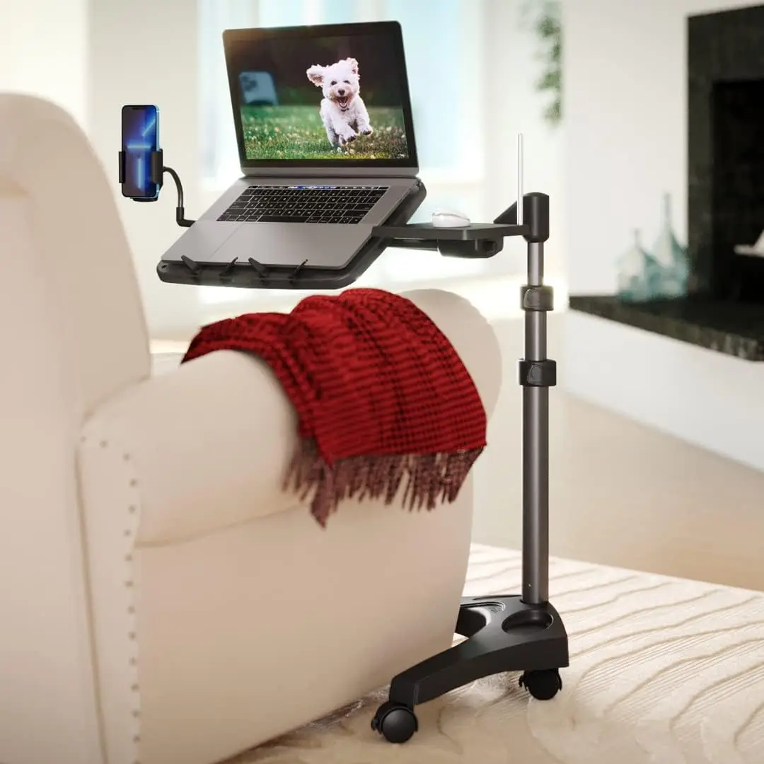 Adjustable Rolling Laptop Stand with Mouse Tray and Phone Holder for Bed, Couch, or Chair - Mobile Desk for Remote Work
Adjustable Rolling Laptop Stand with Mouse Tray and Phone Holder for Bed, Couch, or Chair - Mobile Desk for Remote Work
