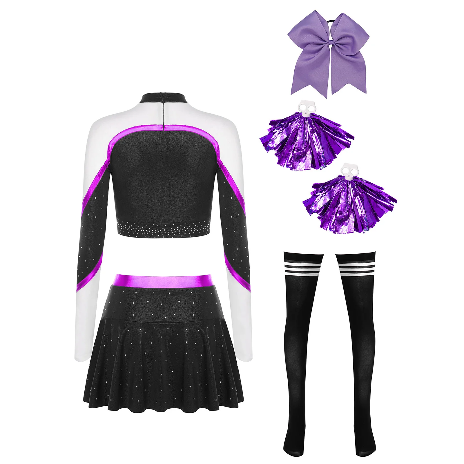 Halloween Cheerleading Cosplay Dance Outfits Women Crop Top And Miniskirt Stockings Sets for Jazz Cheering Dance Performing Suit
Halloween Cheerleading Cosplay Dance Outfits Women Crop Top And Miniskirt Stockings Sets for Jazz Cheering Dance Performing Suit