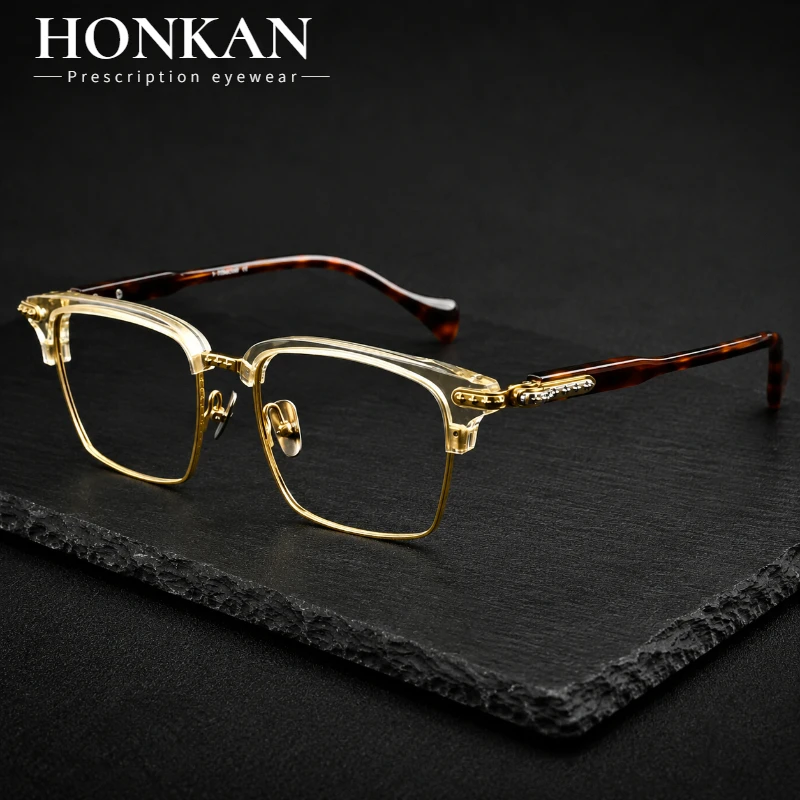HONKAN Luxury Acetate Titanium Glasses Frame Men Retro Vintage Square Eyeglasses Frames Women Brand Design Spectacles Ultralight
HONKAN Luxury Acetate Titanium Glasses Frame Men Retro Vintage Square Eyeglasses Frames Women Brand Design Spectacles Ultralight