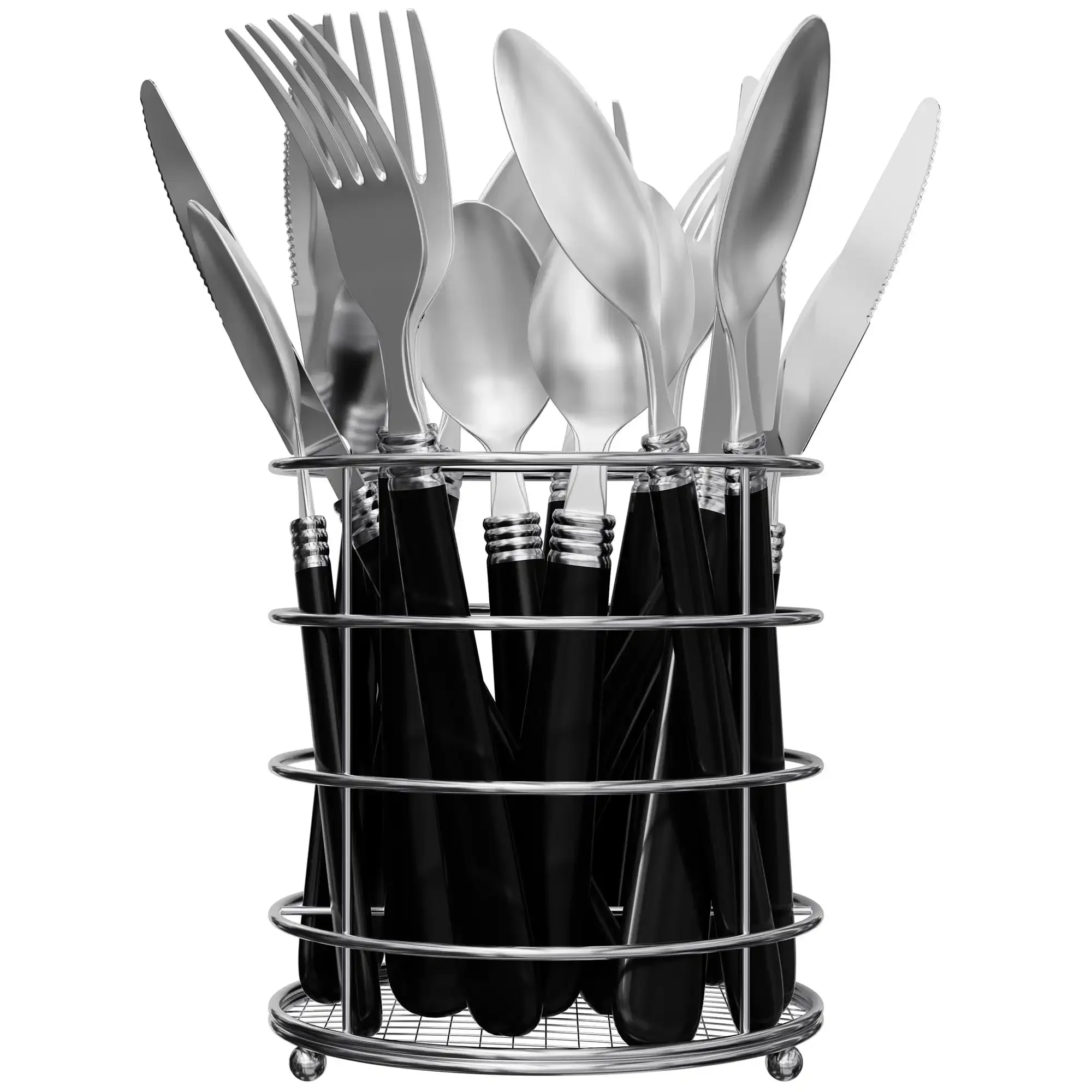 16-piece stainless steel tableware with metal box, knife, fork, big spoon and small spoon, which can be washed by dishwasher.
16-piece stainless steel tableware with metal box, knife, fork, big spoon and small spoon, which can be washed by dishwasher.