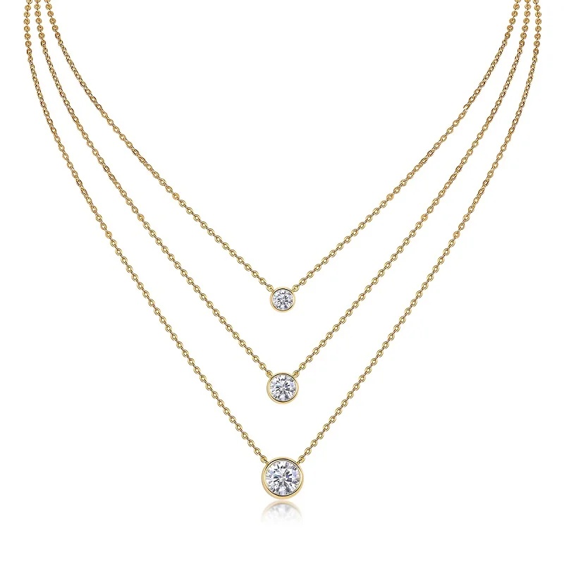 JIUZUAN Moissanite Necklace, 3-Layer Stackable Design, S925 Silver, 18K Gold Plated, Elegant Hypoallergenic Xmas Gift
JIUZUAN Moissanite Necklace, 3-Layer Stackable Design, S925 Silver, 18K Gold Plated, Elegant Hypoallergenic Xmas Gift