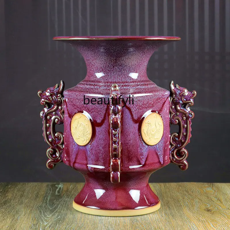 Jun Porcelain Vase Chinese Classical Home Decoration Office Porcelain Crafts Ornaments
Jun Porcelain Vase Chinese Classical Home Decoration Office Porcelain Crafts Ornaments