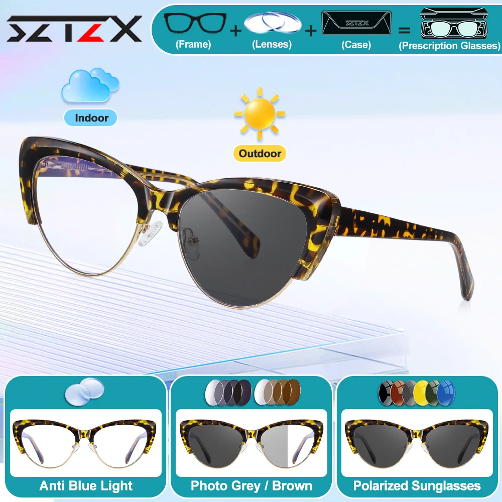 SZTZX модные фотохромные очки «кошачий глаз» по рецепту для близорукости, высококачественные прогрессивные очки для чтения с блокировкой синего света, женские очки
SZTZX модные фотохромные очки «кошачий глаз» по рецепту для близорукости, высококачественные прогрессивные очки для чтения с блокировкой синего света, женские очки