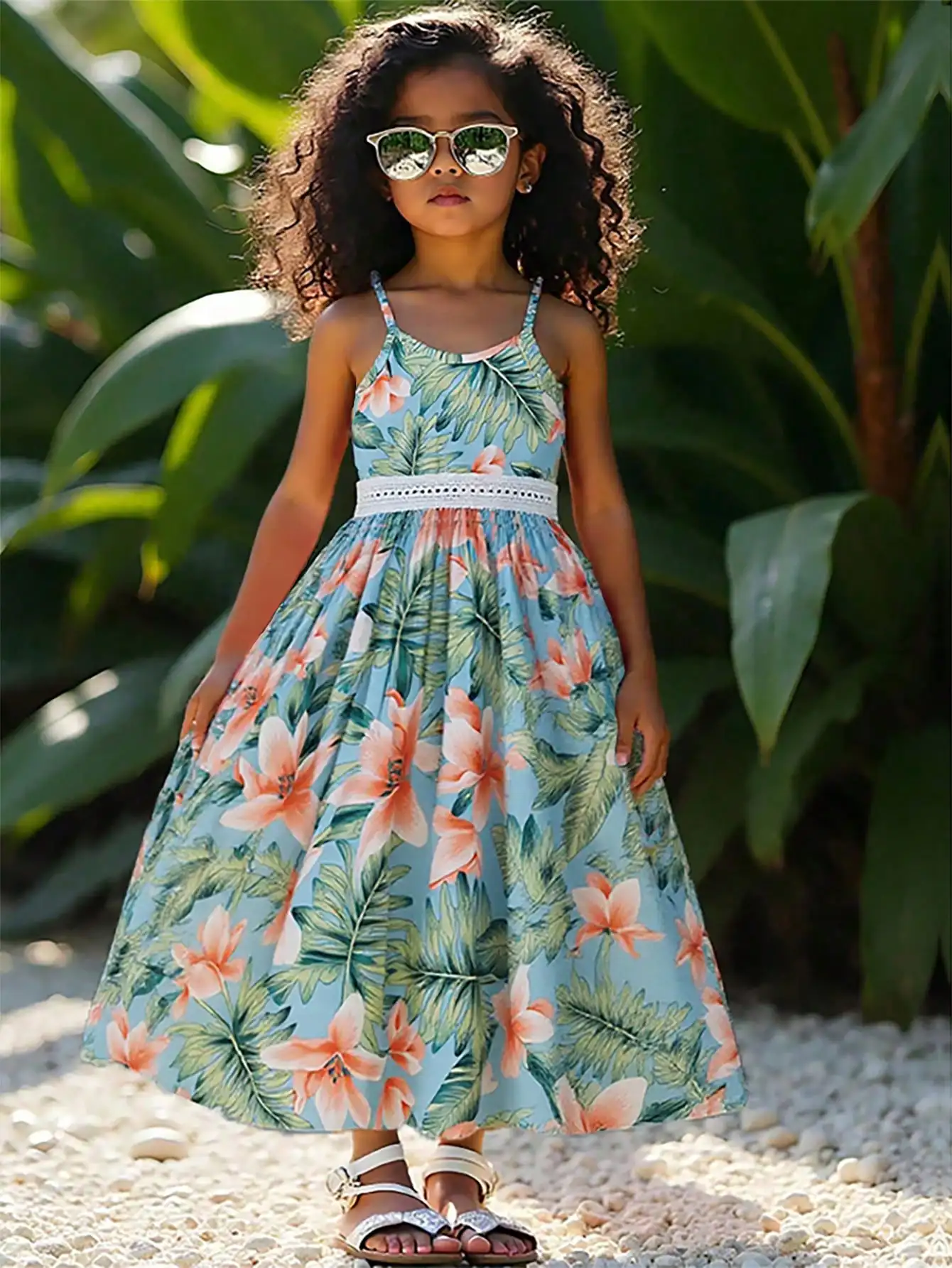 Women's Tropical Floral Print Lace Trim Camisole Dress
Women's Tropical Floral Print Lace Trim Camisole Dress