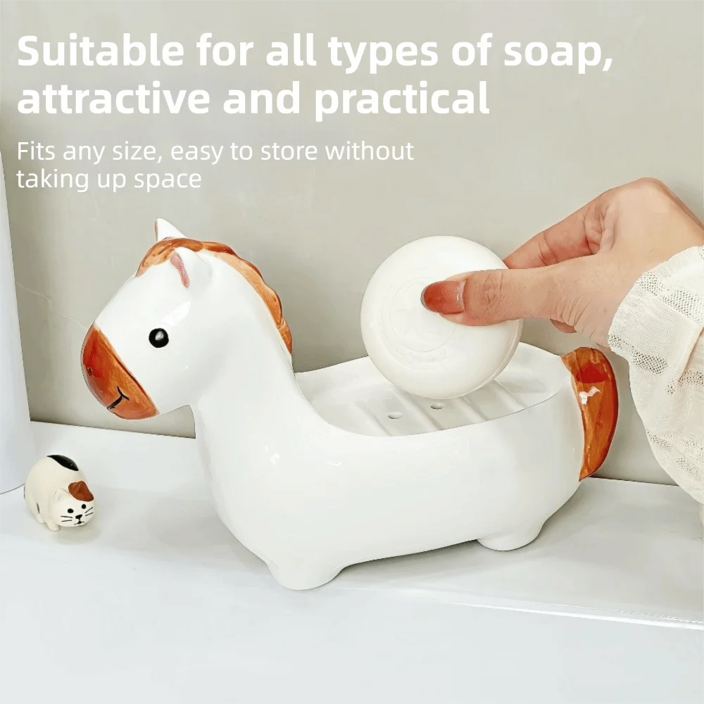 Милая лошадь, мыльница, дренажный контейнер для мыла, самосливный держатель для мыла, керамическая мыльница, декор для ванной комнаты, органайзер для раковины
Милая лошадь, мыльница, дренажный контейнер для мыла, самосливный держатель для мыла, керамическая мыльница, декор для ванной комнаты, органайзер для раковины
