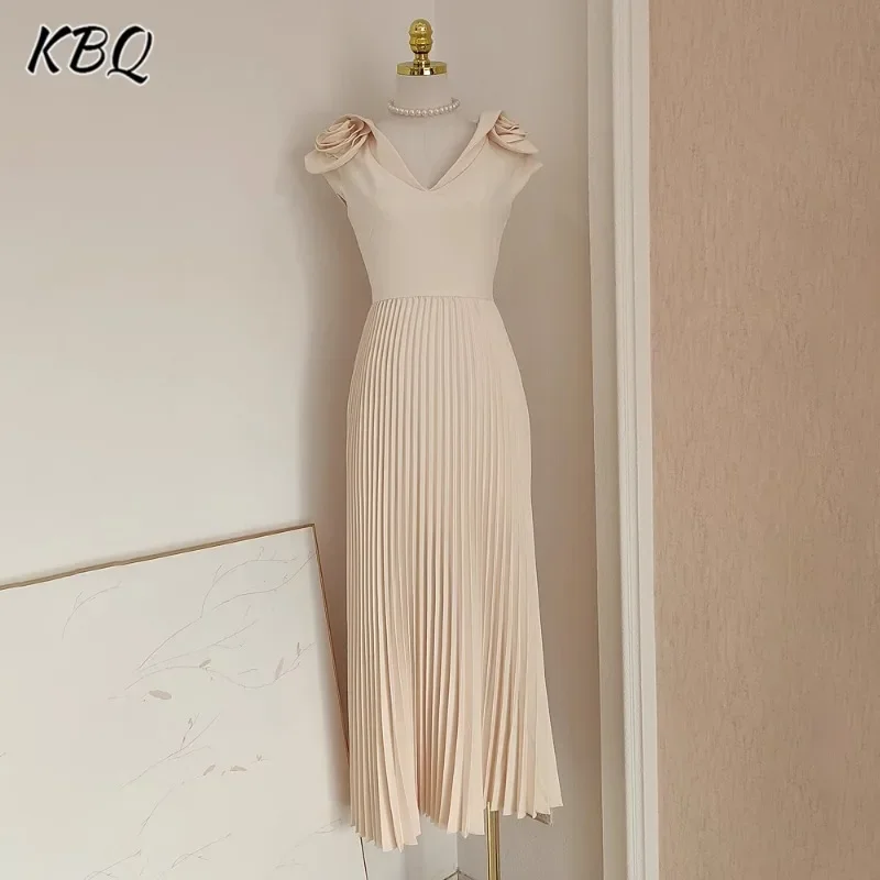 KBQ French Solid Temperament Slimming Tunic Dresses For Women V Neck Short Sleeve High Waist Spliced Appliques Chic Dress Female
KBQ French Solid Temperament Slimming Tunic Dresses For Women V Neck Short Sleeve High Waist Spliced Appliques Chic Dress Female