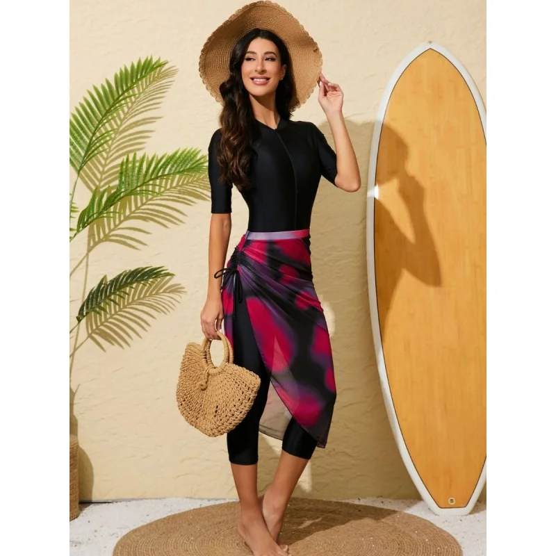 Short Sleeve Boyleg One-piece Jumpsuit Women Diveskin Swimsuit With Cover Up
Short Sleeve Boyleg One-piece Jumpsuit Women Diveskin Swimsuit With Cover Up