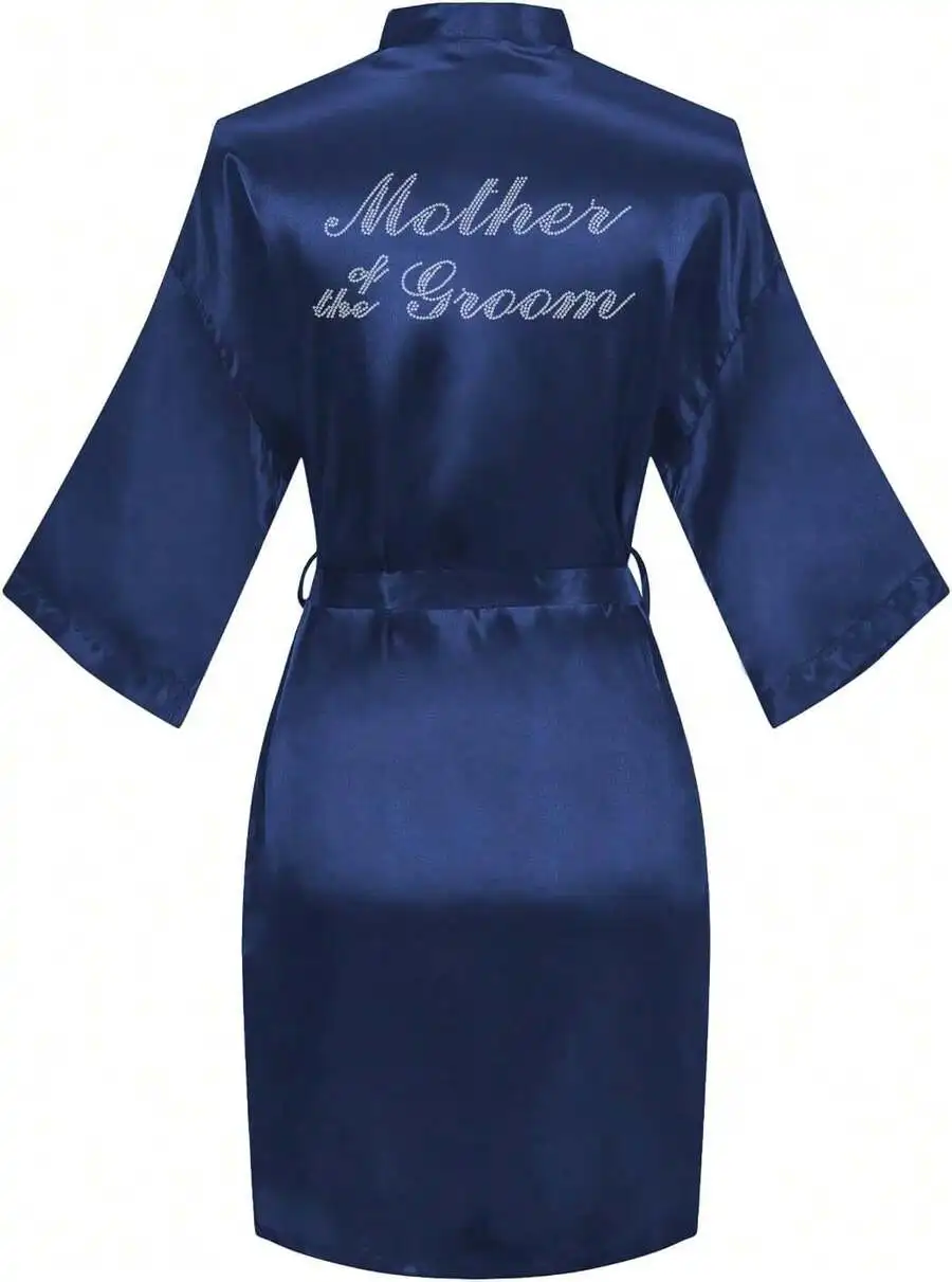 Women Satin Robe With Rhinestone Mother Of The Groom Wedding Party Bathrobe
Women Satin Robe With Rhinestone Mother Of The Groom Wedding Party Bathrobe