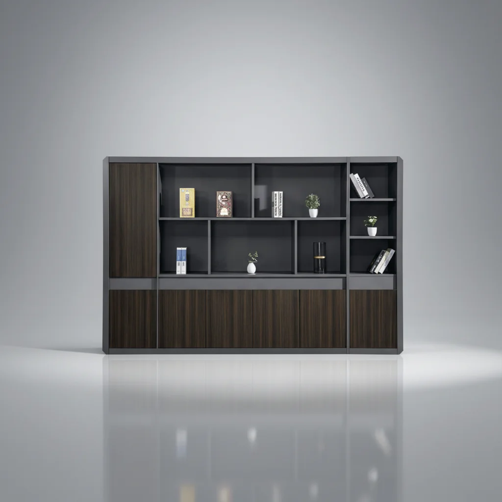 *Modern Office Wooden File Cabinet with Open Shelves and Closed Storage
*Modern Office Wooden File Cabinet with Open Shelves and Closed Storage