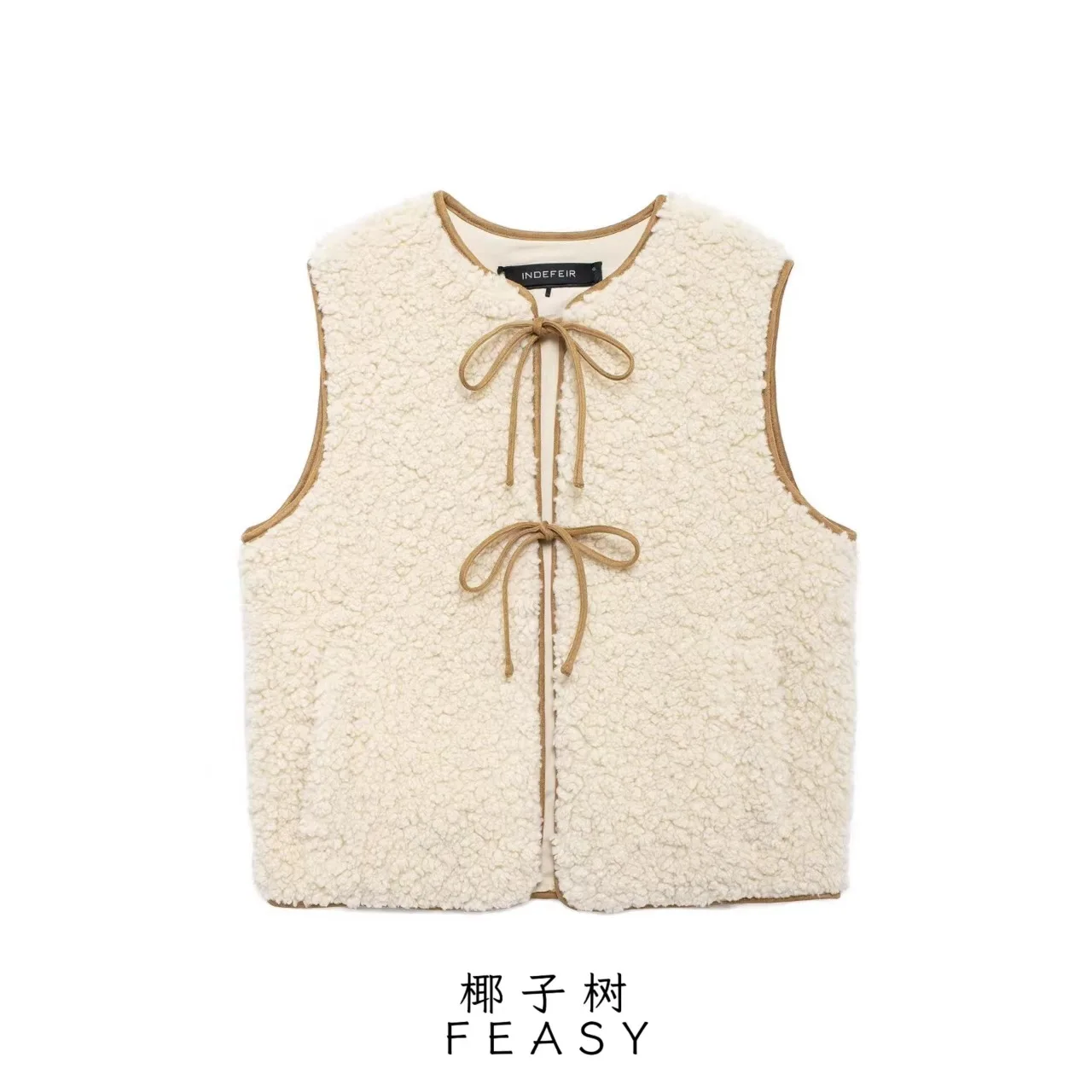 Women's Design Sense Fashionable O-neck Sleeveless Wool Vest Jacket For Women's Simple High Street Bow Tie Winter New Vest Top
Women's Design Sense Fashionable O-neck Sleeveless Wool Vest Jacket For Women's Simple High Street Bow Tie Winter New Vest Top
