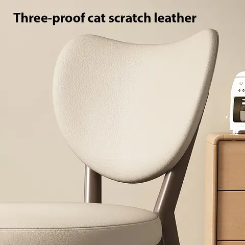 Chaise de salle à manger rétro en bois avec dossier incurvé, siège confortable en cuir souple, chaise de dîner pour cuisine, chaises de Table de café modernes et simples