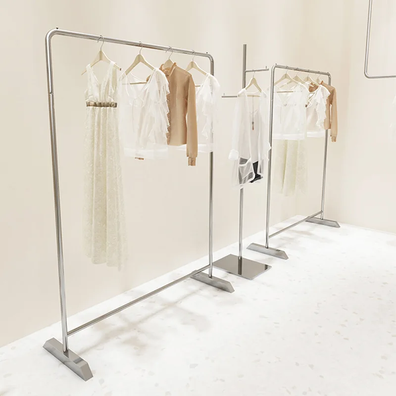 PYH clothing store display rack stainless steel floor hanger silver shelf clothes rack
PYH clothing store display rack stainless steel floor hanger silver shelf clothes rack