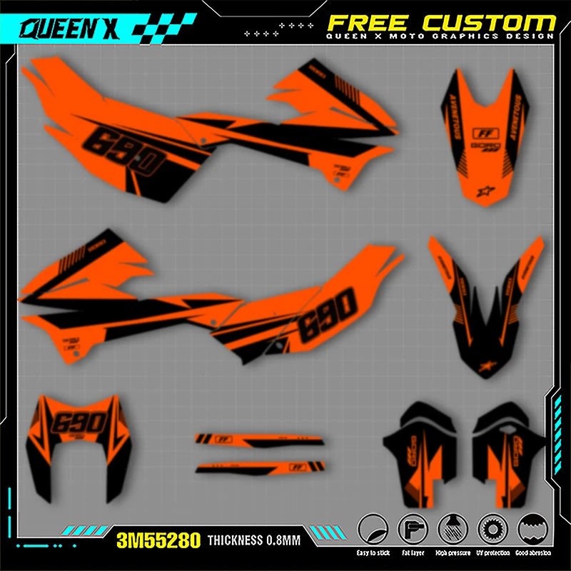 Queen X MOTOR Full Set Motorcycle Fairing Graphics Decals Stickers Kits For KTM 690 ENDURO R 2013 2014 2015 2016 2017 2018 001
Queen X MOTOR Full Set Motorcycle Fairing Graphics Decals Stickers Kits For KTM 690 ENDURO R 2013 2014 2015 2016 2017 2018 001