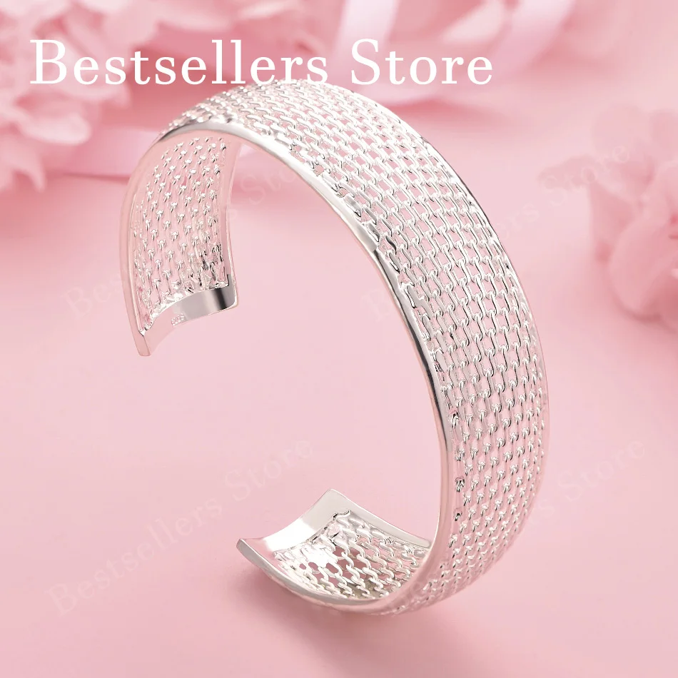 Fashionable 925 Sterling Silver Braided Wide Hollow Open Bracelet Women Party Wedding Jewelry Accessories
Fashionable 925 Sterling Silver Braided Wide Hollow Open Bracelet Women Party Wedding Jewelry Accessories