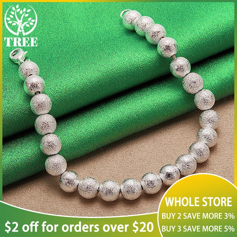 925 Sterling Silver 20cm Matte Frosting 8mm Beads Chain Bracelets For Woman Party Engagement Wedding Birthday Cute Charm Jewelry
925 Sterling Silver 20cm Matte Frosting 8mm Beads Chain Bracelets For Woman Party Engagement Wedding Birthday Cute Charm Jewelry