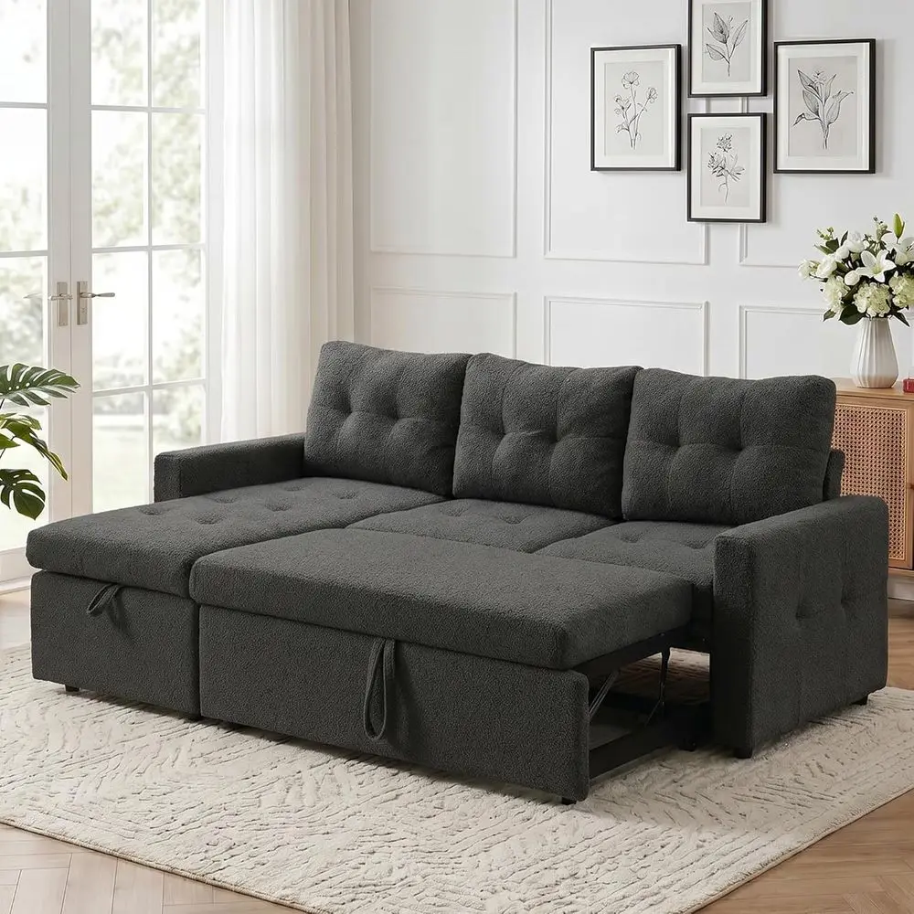 Pull Out Sleeper Soa Bed with Storage Chaise, 80.7" L-Shaped Teddy Sectional Couch, Convertible 3-Seater or Living Room, Aparent
Pull Out Sleeper Soa Bed with Storage Chaise, 80.7" L-Shaped Teddy Sectional Couch, Convertible 3-Seater or Living Room, Aparent