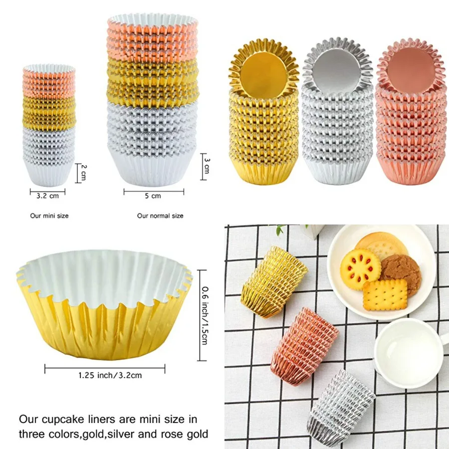 600 Pieces 1.25 Inch Mini Foil Metallic Cupcake Liners Muffin Paper Cases Baking Cups, Gold, Rose
600 Pieces 1.25 Inch Mini Foil Metallic Cupcake Liners Muffin Paper Cases Baking Cups, Gold, Rose