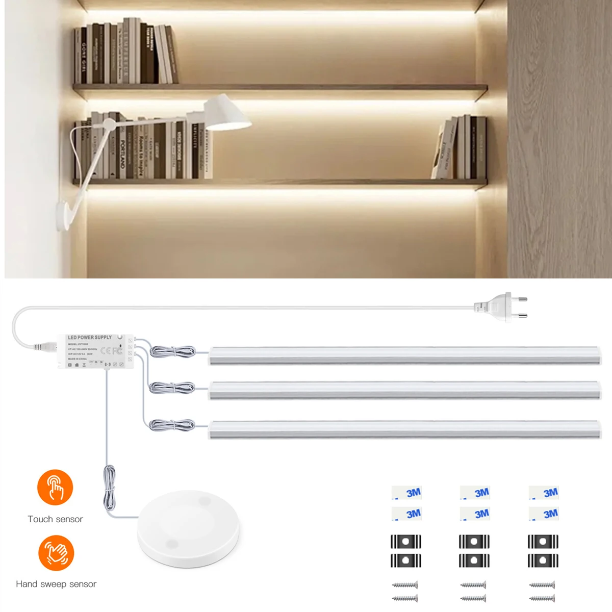 Smart Cabinet Light - 1-6Pcs Dimmable LED Closet Light with Hand Scan Motion Sensor & Touch Hidden Switch (Penetrable 20mm Wood)
Smart Cabinet Light - 1-6Pcs Dimmable LED Closet Light with Hand Scan Motion Sensor & Touch Hidden Switch (Penetrable 20mm Wood)