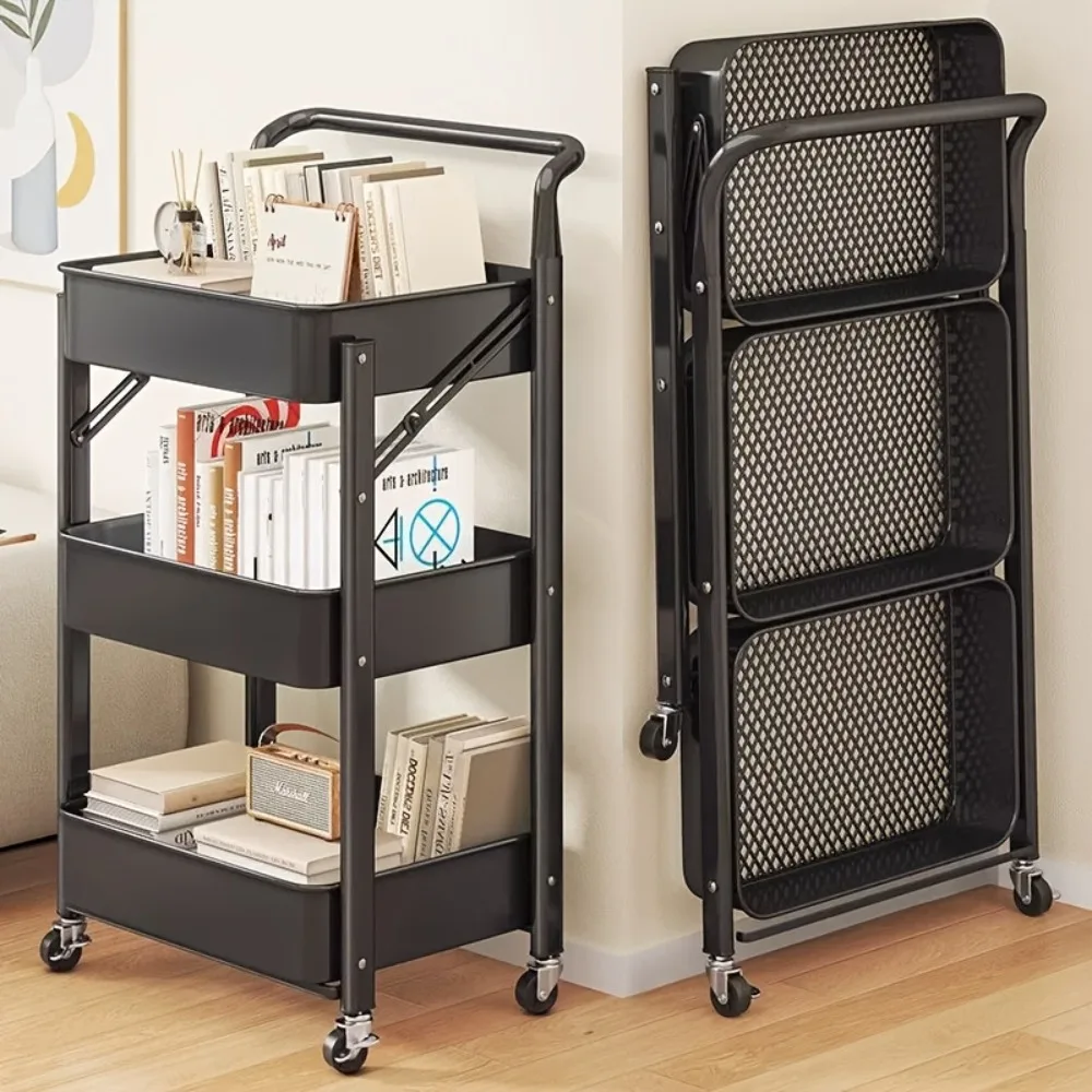 Kitchen Storage Cart Black Three-Layer Foldable Metal Mobile Cart with Wheels- No Assembly Required, Suitable for Kitchen, Living Room, Office Storage Rack for Books and Household Items Organization
Kitchen Storage Cart Black Three-Layer Foldable Metal Mobile Cart with Wheels- No Assembly Required, Suitable for Kitchen, Living Room, Office Storage Rack for Books and Household Items Organization