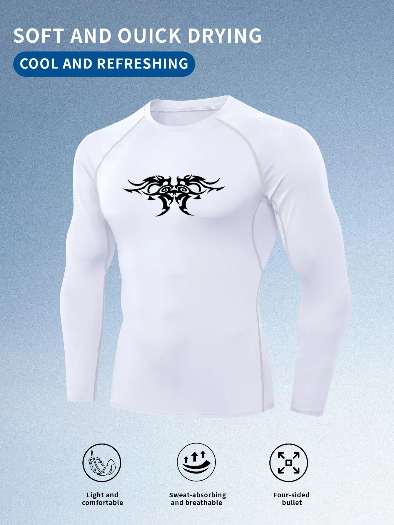 2d printed, men's tight spring and autumn long-sleeved T-shirt, quick-drying fitness and casual sportswear
2d printed, men's tight spring and autumn long-sleeved T-shirt, quick-drying fitness and casual sportswear