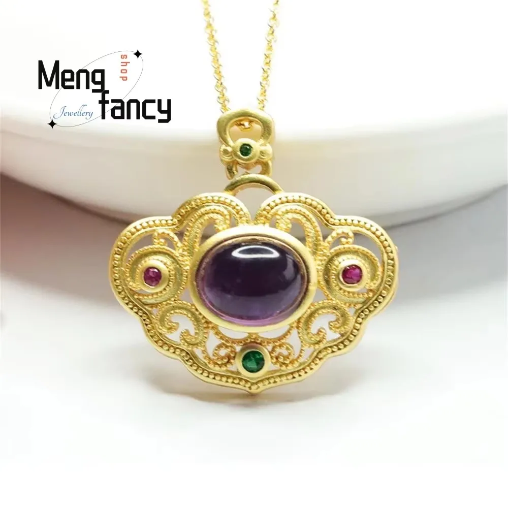 Natural Amethyst Pendant Purple High-grade Gemstone Ruyi Necklace Vintage Exquisite Fashion Jewelry Sexy Young Girls Accessories
Natural Amethyst Pendant Purple High-grade Gemstone Ruyi Necklace Vintage Exquisite Fashion Jewelry Sexy Young Girls Accessories