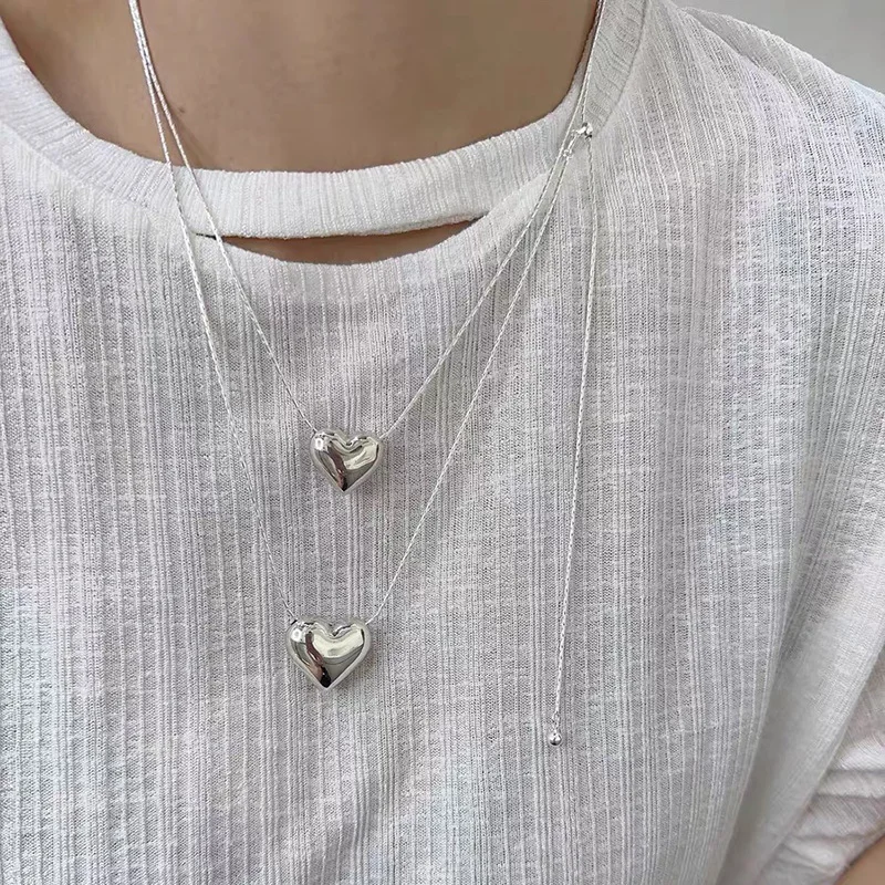 925 Silver Smooth Heart With Snake Chain Long Love Pendant Necklaces Women Aesthetic Tassel Clavicle Chain Choker Fine Jewelry
925 Silver Smooth Heart With Snake Chain Long Love Pendant Necklaces Women Aesthetic Tassel Clavicle Chain Choker Fine Jewelry