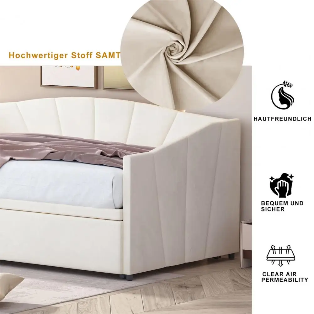 Twin Extendable Upholstered Daybed Sofa Bed 90/180x200cm Velvet Fabric Slatted Frame USB Charging
Twin Extendable Upholstered Daybed Sofa Bed 90/180x200cm Velvet Fabric Slatted Frame USB Charging