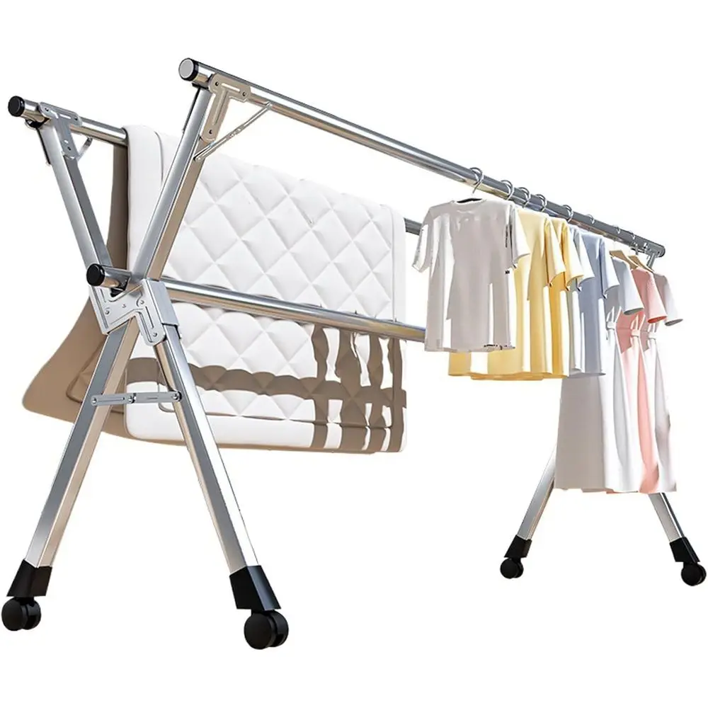 Складная вешалка для белья из нержавеющей стали 94-дюймового использования для портативной сушки, подходит для использования в помещении или на открытом воздухе
Складная вешалка для белья из нержавеющей стали 94-дюймового использования для портативной сушки, подходит для использования в помещении или на открытом воздухе