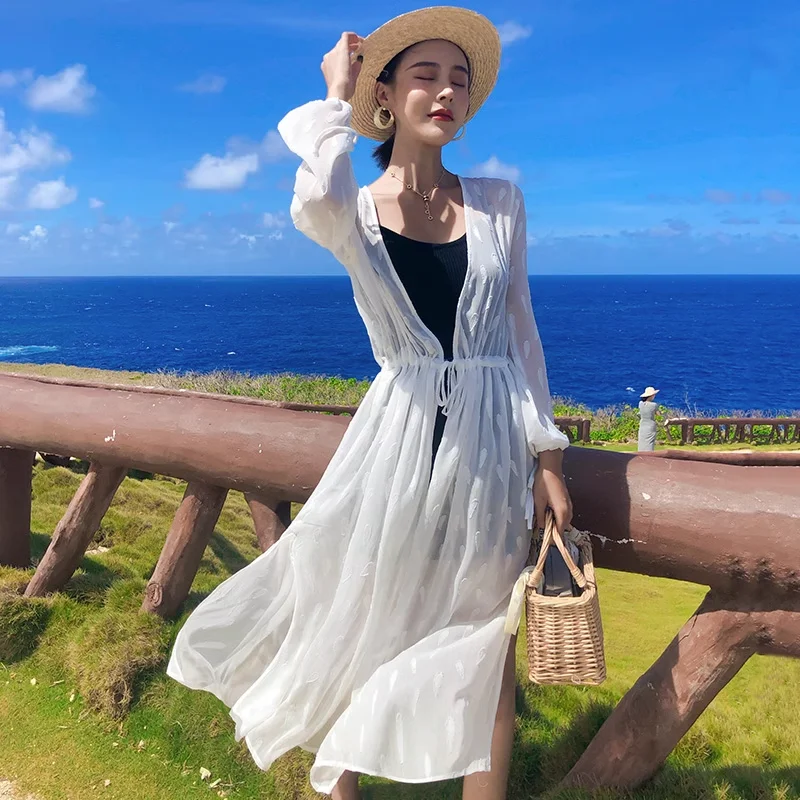 Lace Shirt White Cardigan Women Long Sleeve Sunscreen Clothes Holiday Beach Shawl Female Summer Drawstring Long Drawstring Coat
Lace Shirt White Cardigan Women Long Sleeve Sunscreen Clothes Holiday Beach Shawl Female Summer Drawstring Long Drawstring Coat