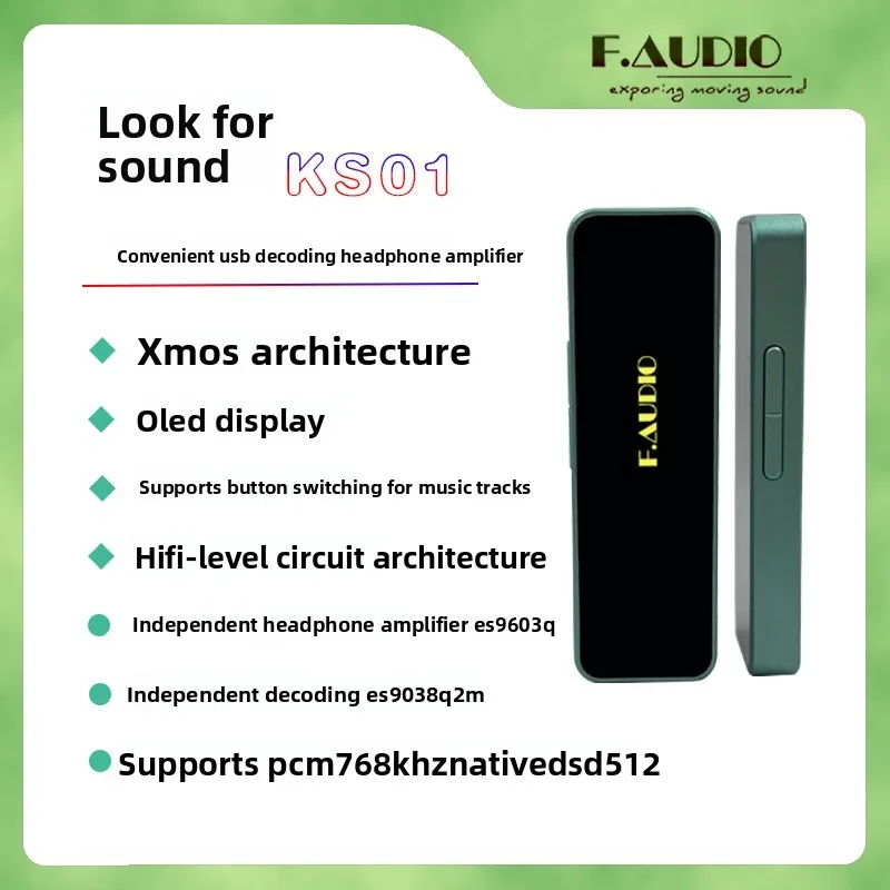 F.AUDIO Xunsheng KS01 Decoder Headphone Amplifier OLED Display Small Tail XMOS+ES9038Q2M Chip
F.AUDIO Xunsheng KS01 Decoder Headphone Amplifier OLED Display Small Tail XMOS+ES9038Q2M Chip
