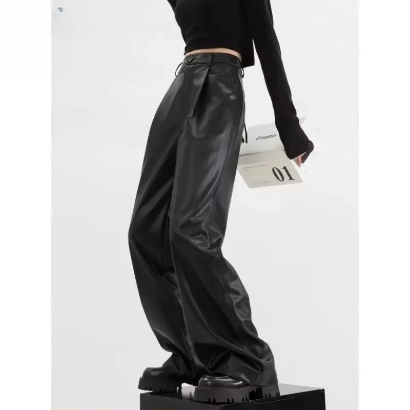 Fashionable Retro High Street Casual Leather Pants 2025 Women's Autumn New Loose and Versatile Wide Leg Pants Female Clothing
Fashionable Retro High Street Casual Leather Pants 2025 Women's Autumn New Loose and Versatile Wide Leg Pants Female Clothing