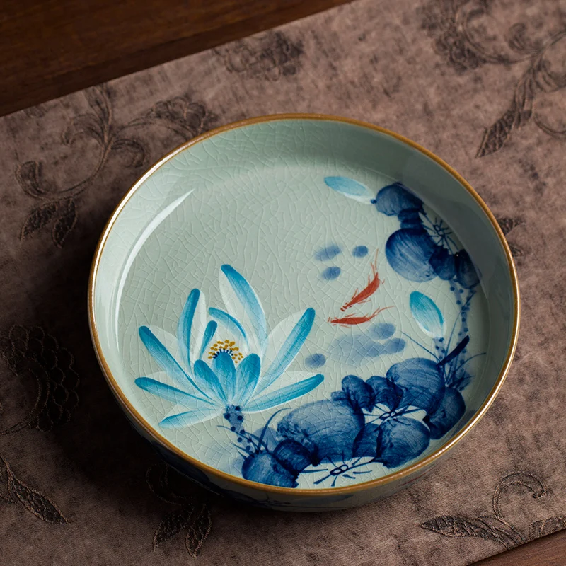 Hand-Painted Blue Lotus Ceramic Tea Tray Mat Circular Vintage Style Chinese Design Handmade Tea Set Coaster Bottle Mat Pad
Hand-Painted Blue Lotus Ceramic Tea Tray Mat Circular Vintage Style Chinese Design Handmade Tea Set Coaster Bottle Mat Pad