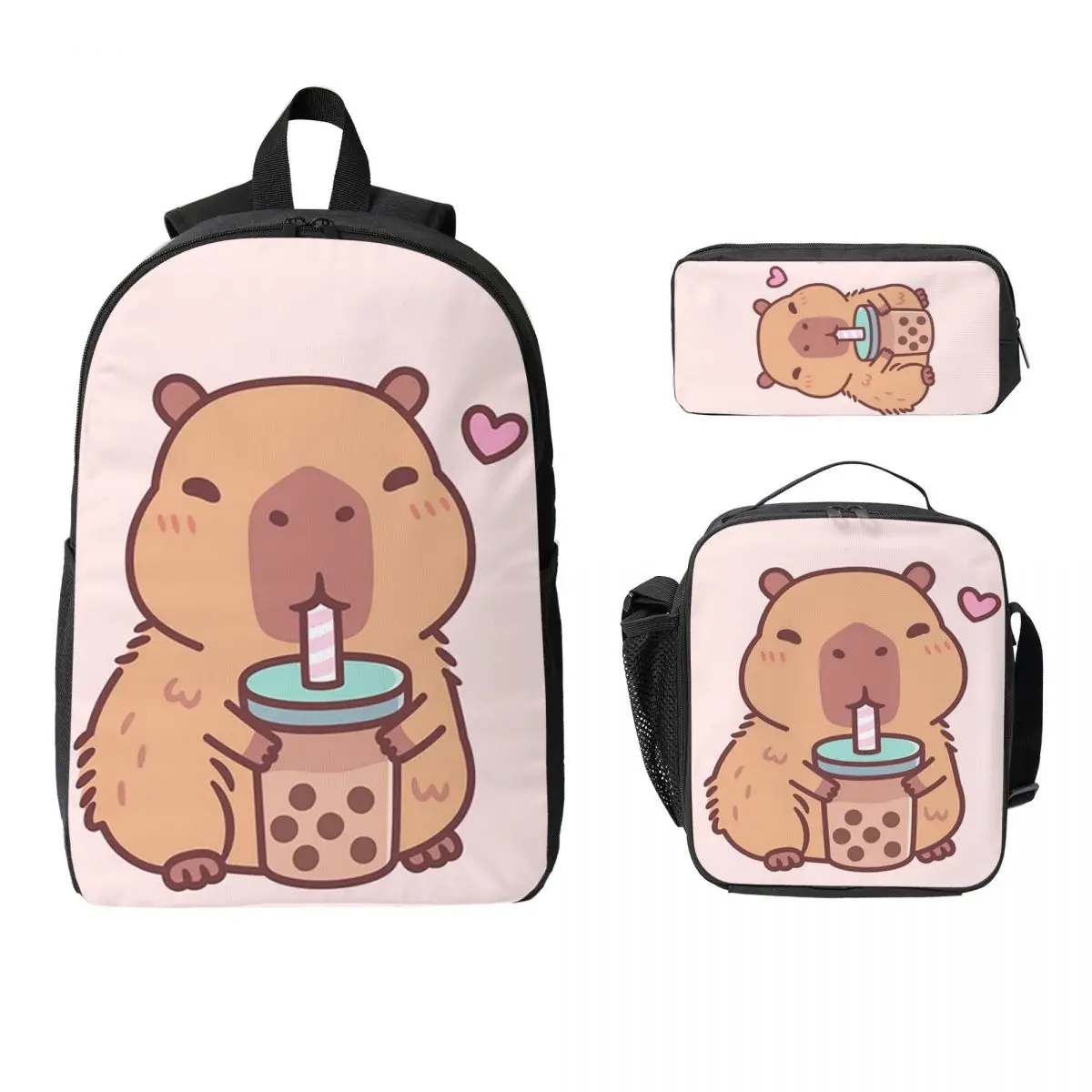 Милый рюкзак с капибарой любит питьевой пузырьковый чай, студенческий рюкзак для мальчиков и девочек, школьная сумка, 3 шт., изолированная сумка для обеда, пенал
Милый рюкзак с капибарой любит питьевой пузырьковый чай, студенческий рюкзак для мальчиков и девочек, школьная сумка, 3 шт., изолированная сумка для обеда, пенал