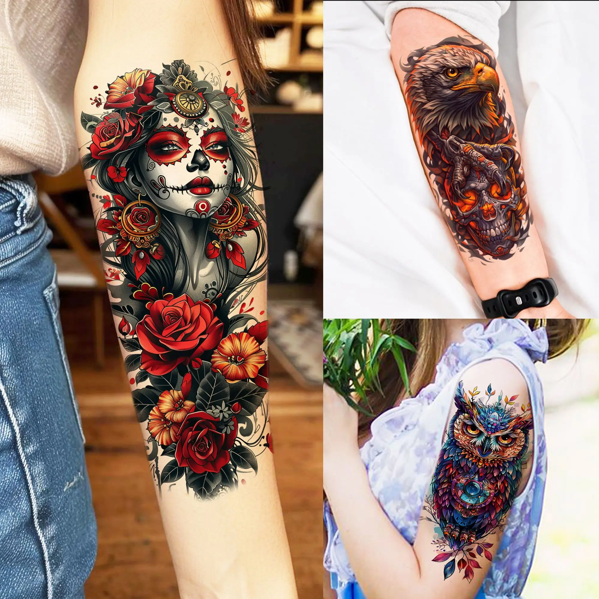 1 Sheet Colorful Eagle Owl Flower Girl Temporary Tattoos For Men Women Adults Waterproof Realistic Fake Tattoo Sticker Body Art
1 Sheet Colorful Eagle Owl Flower Girl Temporary Tattoos For Men Women Adults Waterproof Realistic Fake Tattoo Sticker Body Art