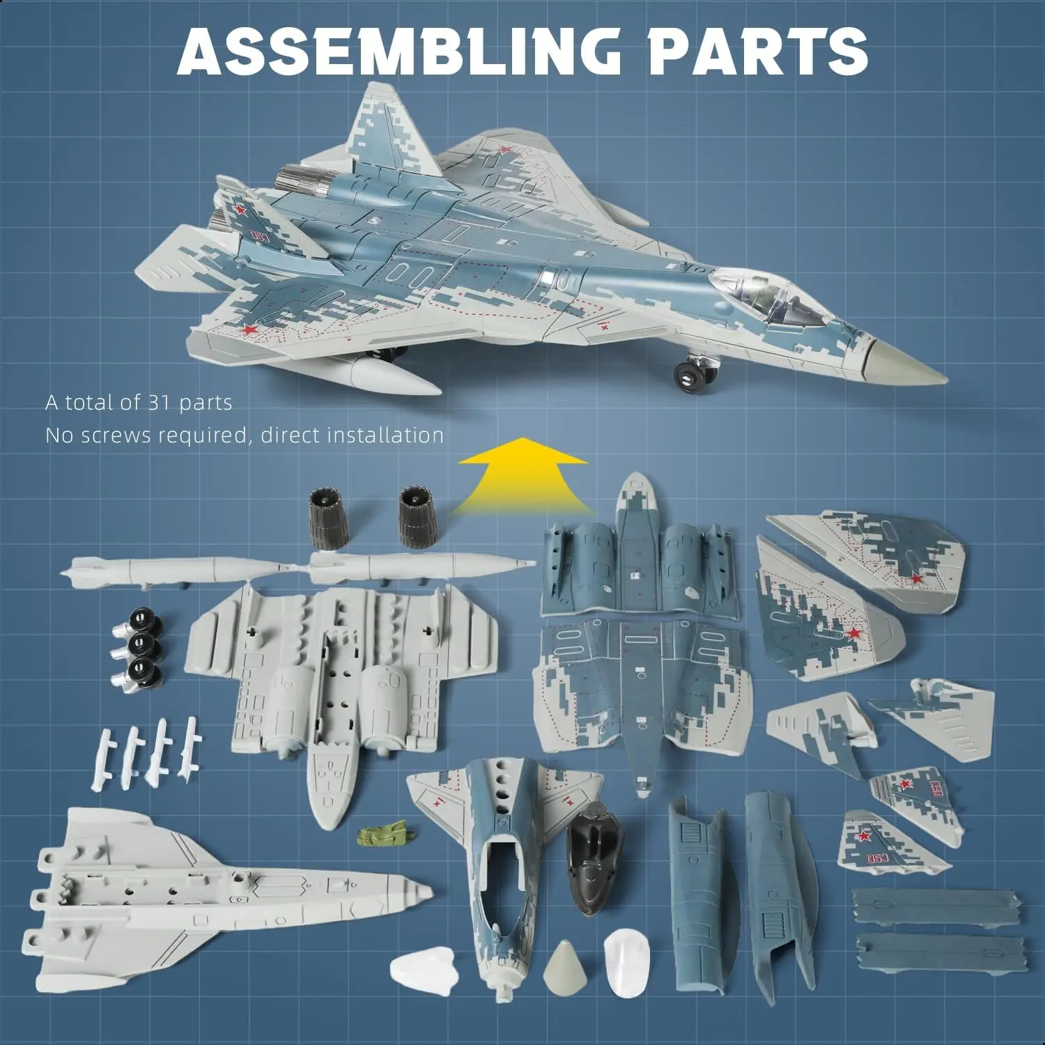 1/72 Scale SU-57s Military Aircraft Toy Quick Build Model Kits Plastic Building Airplane Model Kit for Adults And child toy Gift
1/72 Scale SU-57s Military Aircraft Toy Quick Build Model Kits Plastic Building Airplane Model Kit for Adults And child toy Gift