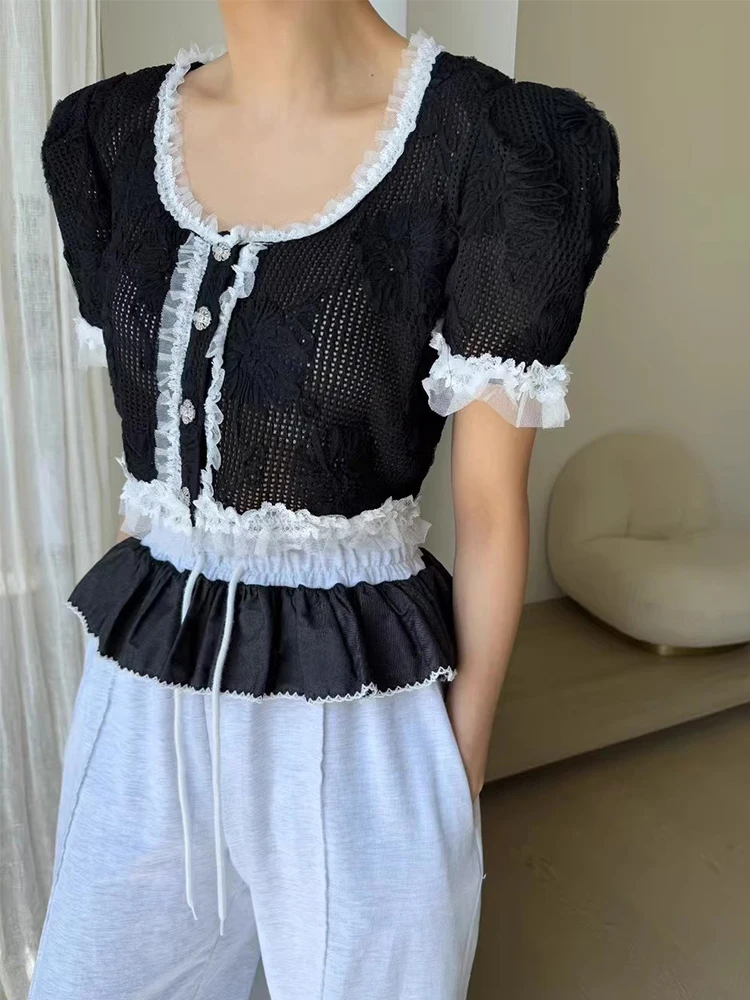 KUSAHIKI Embroidered Lace Edge Puff Sleeve Shirt for Women's Summer New Design Niche Short Cardigan Top
KUSAHIKI Embroidered Lace Edge Puff Sleeve Shirt for Women's Summer New Design Niche Short Cardigan Top