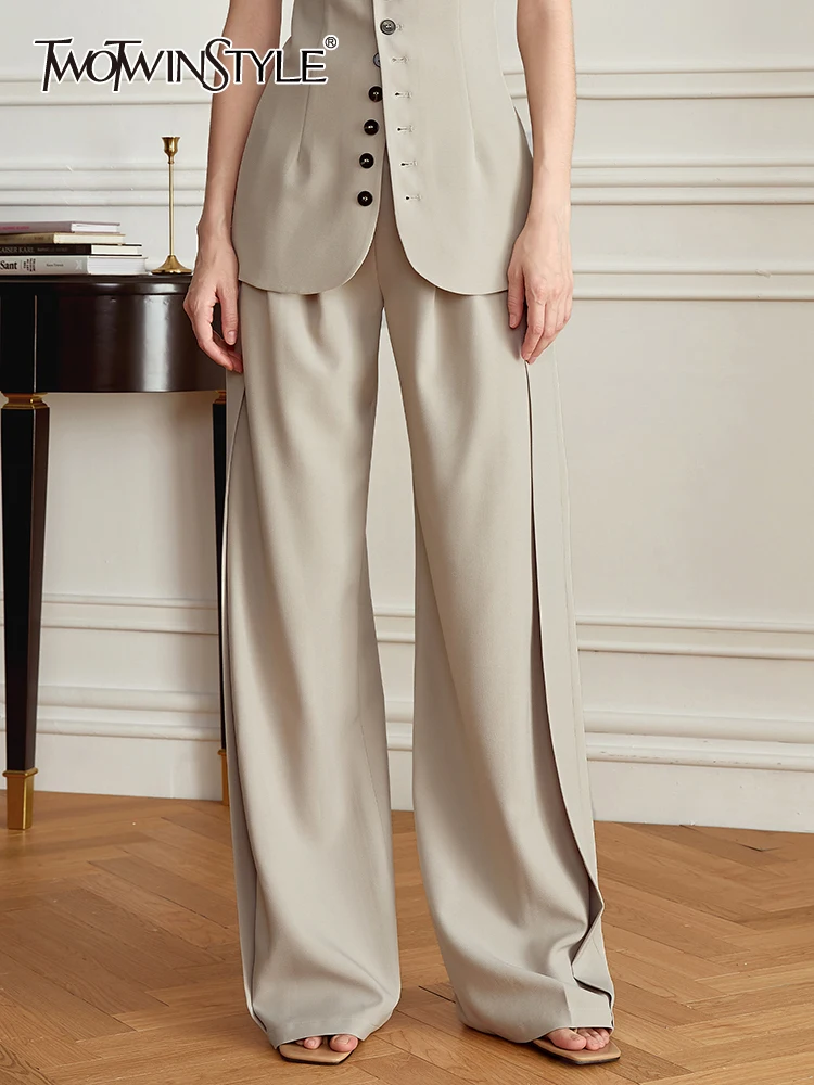 TWOTWINSTYLE Solid Minimalist Pants For Women High Waist Patchwork Folds Casual Wide Leg Pant Female Fashion Clothing 2023 New
TWOTWINSTYLE Solid Minimalist Pants For Women High Waist Patchwork Folds Casual Wide Leg Pant Female Fashion Clothing 2023 New