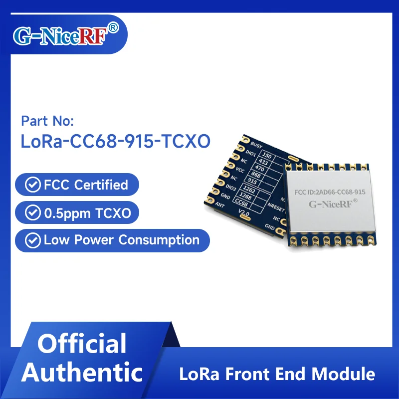G-NiceRF | 2 PCS LoRa-CC68-TCXO FCC /CE Certified LLCC68 LoRa Wireless Transceiver Module With TCXO For Stable Communication
G-NiceRF | 2 PCS LoRa-CC68-TCXO FCC /CE Certified LLCC68 LoRa Wireless Transceiver Module With TCXO For Stable Communication