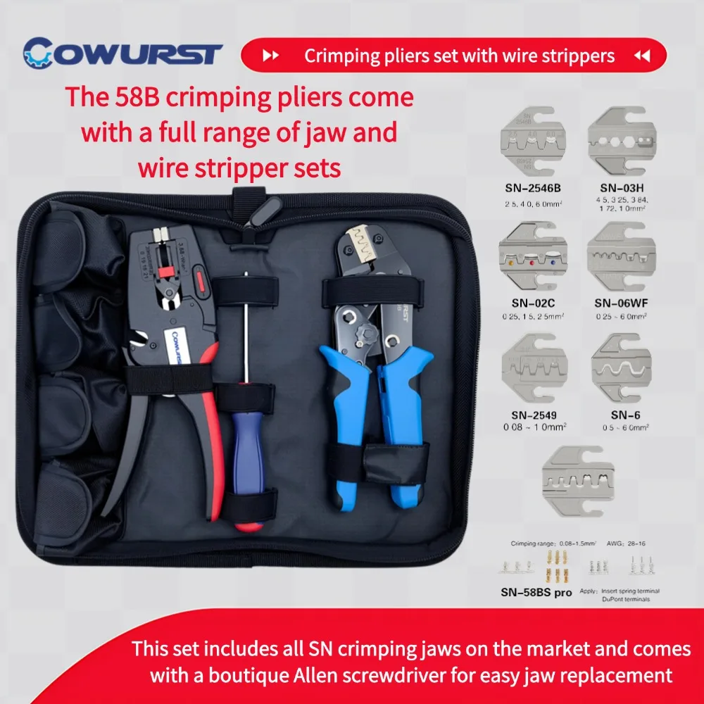 SN-58B crimping pliers with wire stripper set plug-in spring plug computer car terminal crimping tool
SN-58B crimping pliers with wire stripper set plug-in spring plug computer car terminal crimping tool