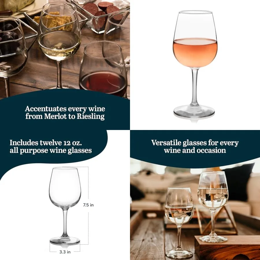 Wine Glasses, Classic, White and Red Wine Glasses Set of 12, Stemmed Glass Drinking Cups Set for Dinner Parties, Holiday Gather
Wine Glasses, Classic, White and Red Wine Glasses Set of 12, Stemmed Glass Drinking Cups Set for Dinner Parties, Holiday Gather