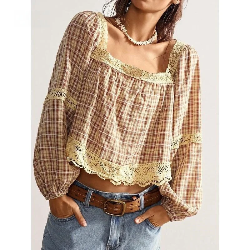 C 81932 Plaid Lace Lantern Sleeveless Shirt Women's Fashion Cross-Border Princess Sleeve Shirt Other Style Spring 2026
C 81932 Plaid Lace Lantern Sleeveless Shirt Women's Fashion Cross-Border Princess Sleeve Shirt Other Style Spring 2026