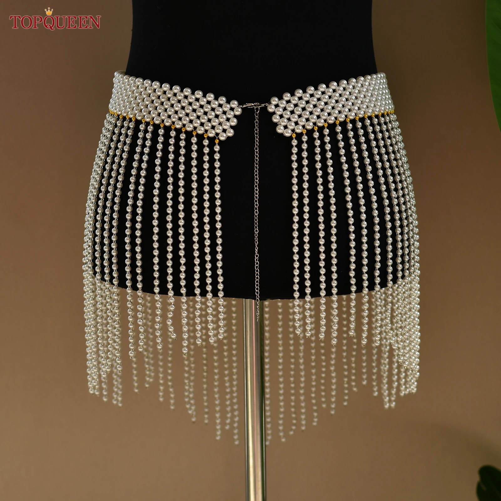 TOPQUEEN Luxury Sexy Body Chain High Waist Pearl Fringe Belt Hand-Beaded Detachable Bolero De Fiesta Mujer Customizable VG97
TOPQUEEN Luxury Sexy Body Chain High Waist Pearl Fringe Belt Hand-Beaded Detachable Bolero De Fiesta Mujer Customizable VG97