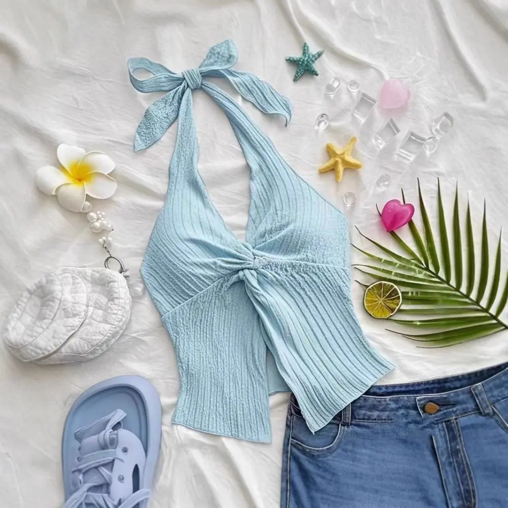 Sweet Y2K Clothes V-neck Crop Top Sexy Sleeveless Sling Camisole Tether Sling Halter Neck Top Summer
Sweet Y2K Clothes V-neck Crop Top Sexy Sleeveless Sling Camisole Tether Sling Halter Neck Top Summer