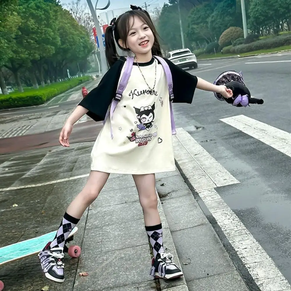 Футболки для девочек с аниме Sanrio Kuromi, модный и Милый Летний детский топ с короткими рукавами из чистого хлопка, детская одежда 2024
Футболки для девочек с аниме Sanrio Kuromi, модный и Милый Летний детский топ с короткими рукавами из чистого хлопка, детская одежда 2024