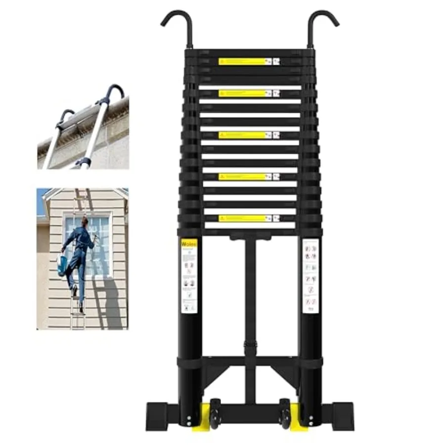 Telescoping Ladder 19FT Aluminum Portable Extension Ladder w/Hooks Stabilizers Wheels Heavy Duty 330lbs Max Capacity Collapsibl
Telescoping Ladder 19FT Aluminum Portable Extension Ladder w/Hooks Stabilizers Wheels Heavy Duty 330lbs Max Capacity Collapsibl