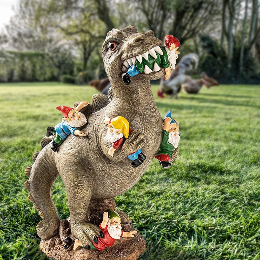 Dinosaur Eating Gnome Statue - Funny Resin Garden Decor for Outdoor & Indoor 
Dinosaur Eating Gnome Statue - Funny Resin Garden Decor for Outdoor & Indoor